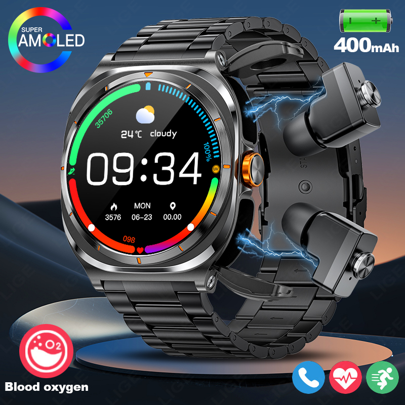 Italian Jewelry Watches - LIGE 2025 Watch Wireless Earphones 2-in-1