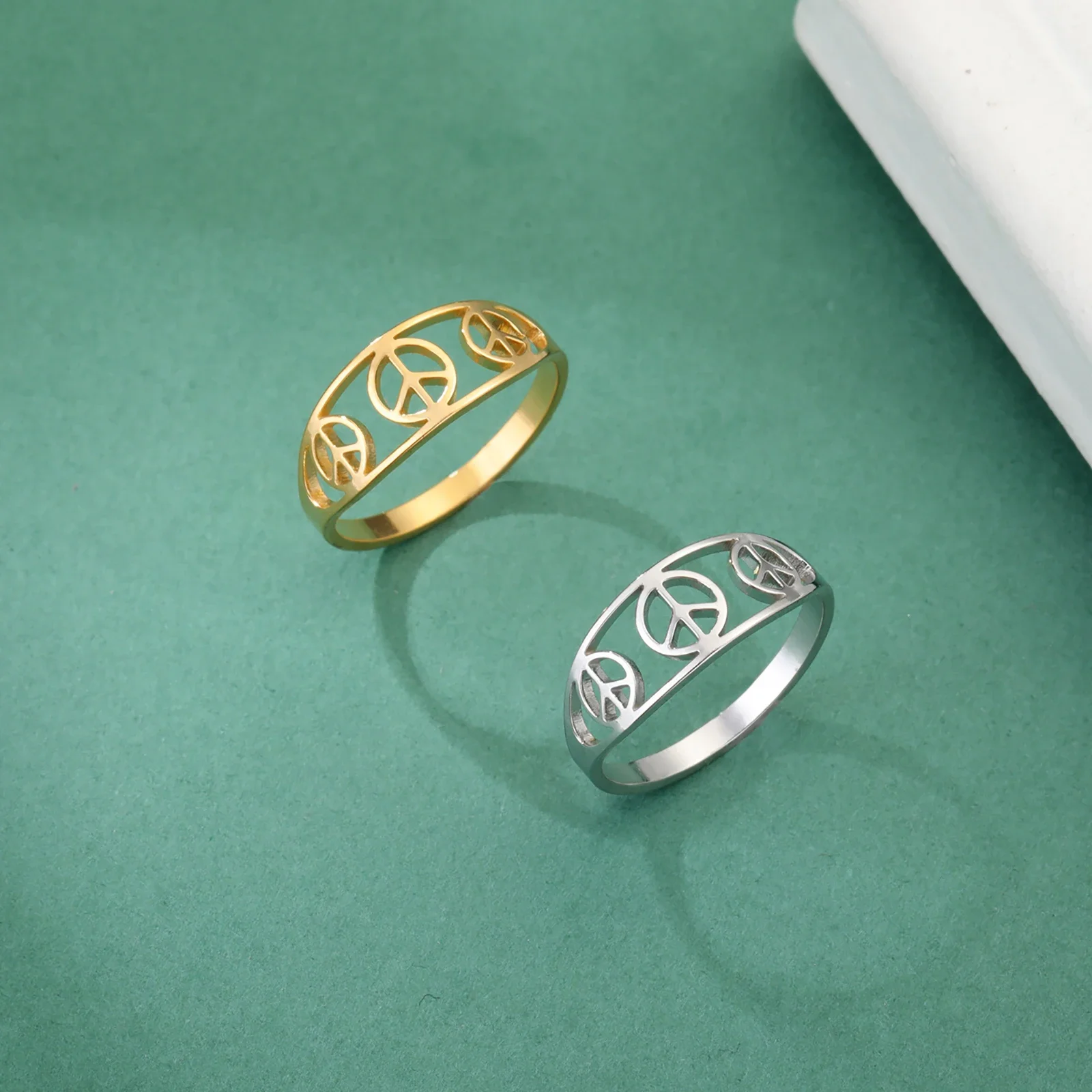 Pacific Jewelry & Watches Los Angeles - Peace Symbol Rings Stainless Steel Finger