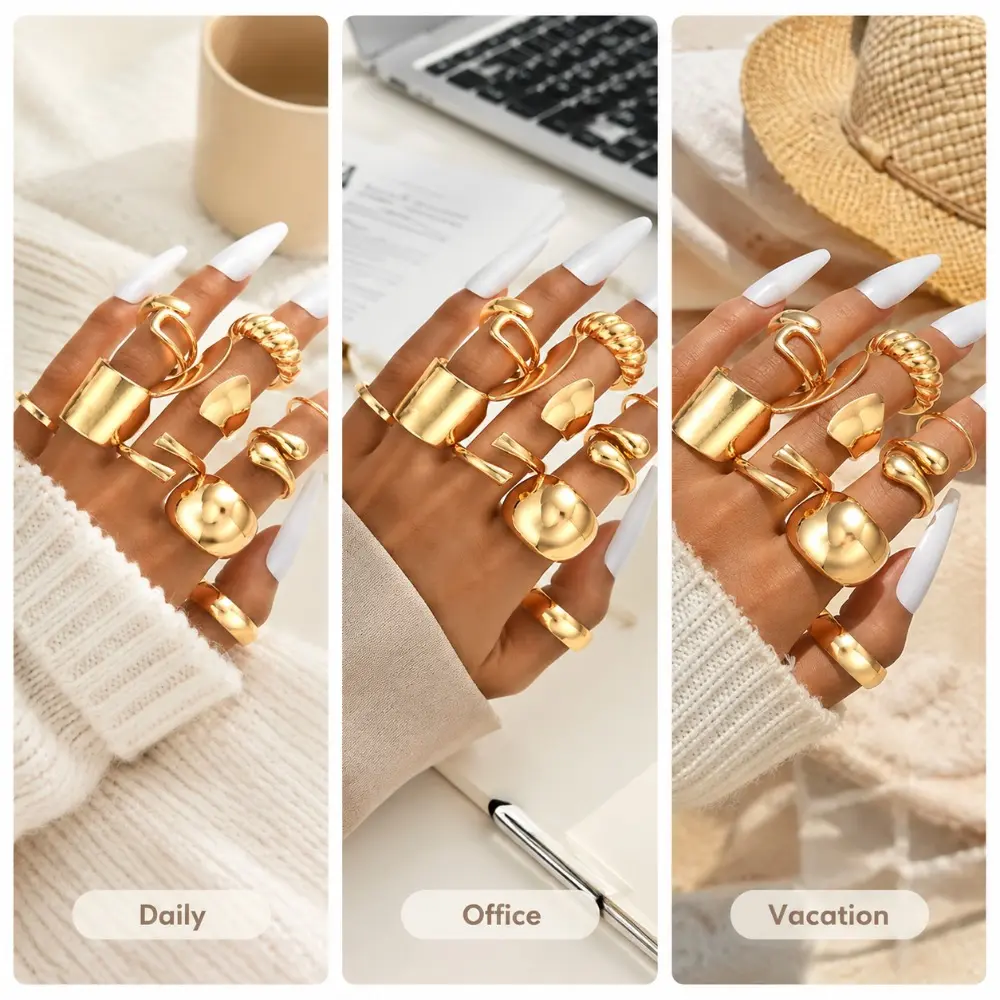 Women's 10PCS 18K Gold Plated  - Minimalist Ring Stackable 评论和价格