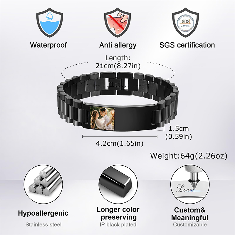 Custom Picture Text Bracelet W - Jewelry Clasp Watches 评论和价格