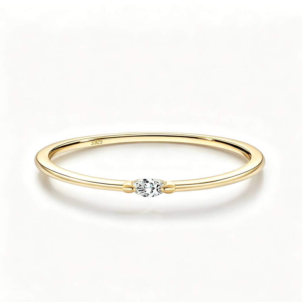 Marquise Cut D VVS1 Moissanite - Minimalist Ring Stackable 评论和价格