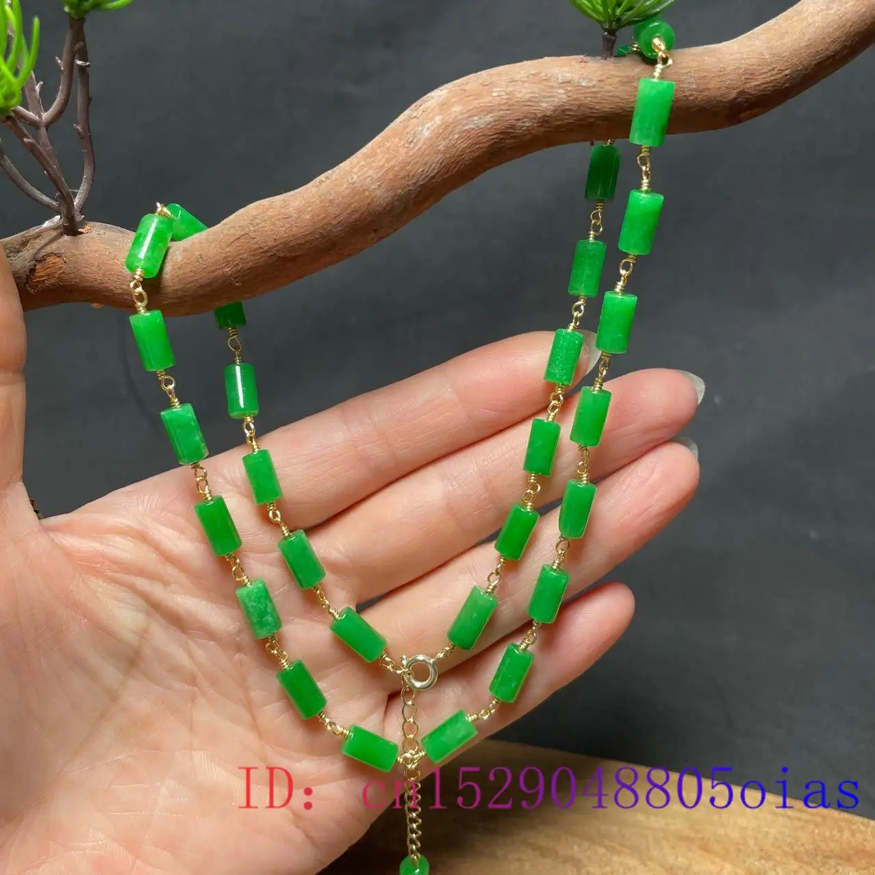 Green Jade Beaded Necklace Vin - Jewelry & Watches Sp Z Oo Janów Lubelski 评论和价格