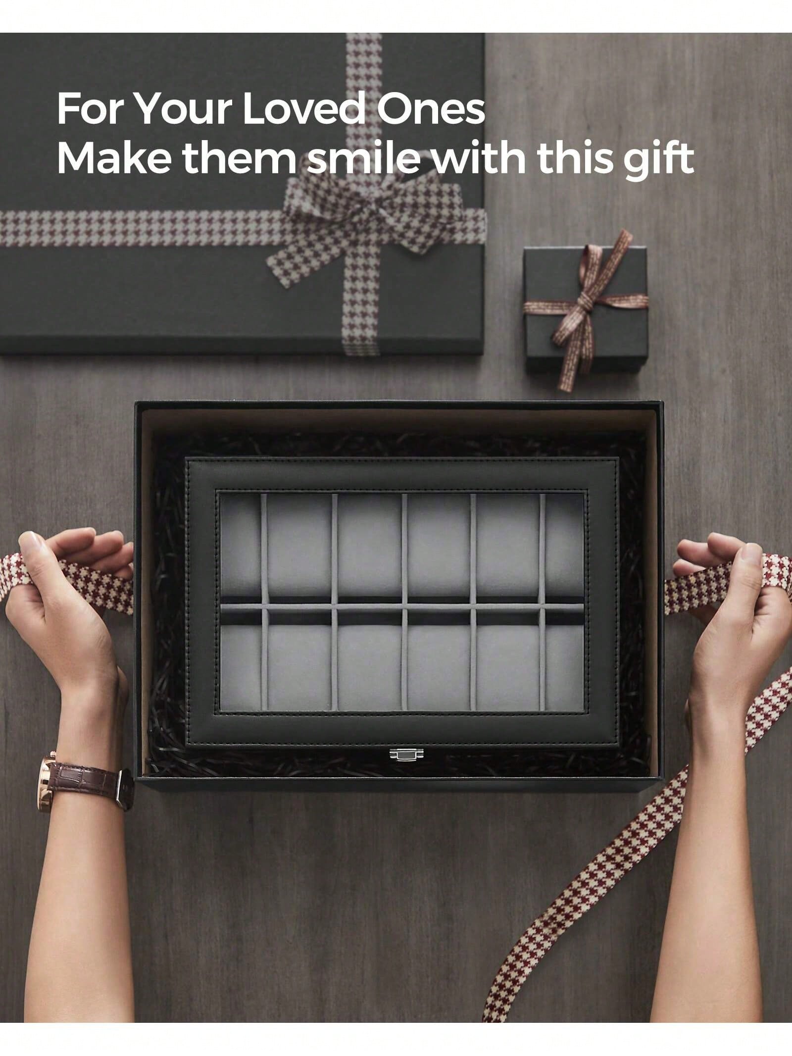 12-Slot Lockable Watch Box wit - Jewelry Organizer Watches 评论和价格