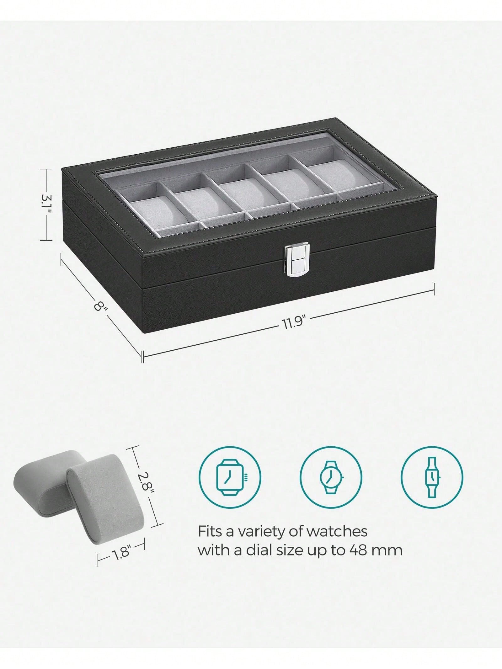 12-Slot Lockable Watch Box wit - Jewelry Organizer Watches 评论和价格