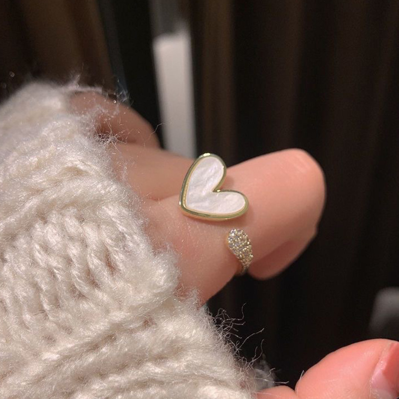 Geometric Heart Ring Adjustabl - Minimalist Ring Stackable 评论和价格