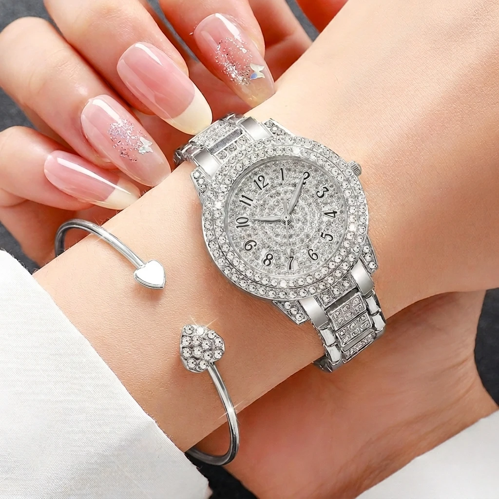 6PCS Fashion Rhinestone Women  - Jewelry Clasp Watches 评论和价格