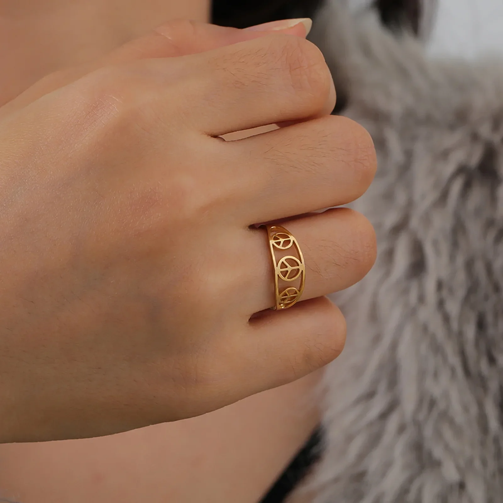 Peace Symbol Rings Stainless S - Pacific Jewelry & Watches Los Angeles 评论和价格
