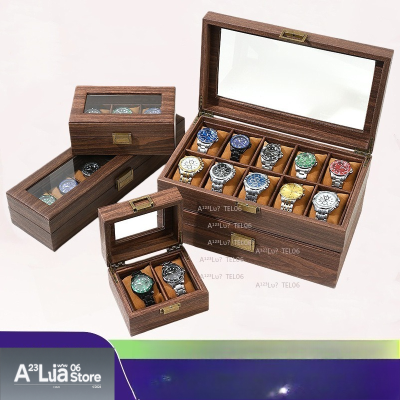 Vintage Wood Grain PU Leather  - Jewelry Organizer Watches 评论和价格